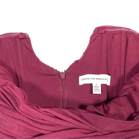 Dress the Population Dawn Bodycon Mini Dress Size S Burgundy - Picture 10 of 12